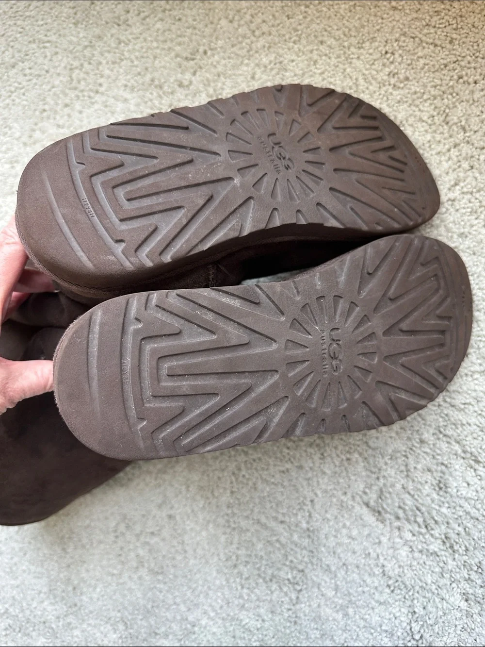 UGG Brown Suede Mid-Calf Shearling Boots